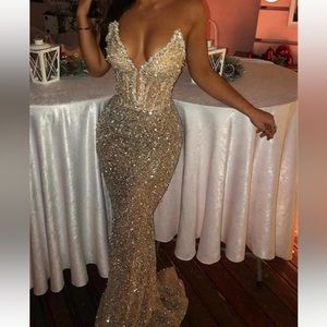 Strapless Gold Prom Dress